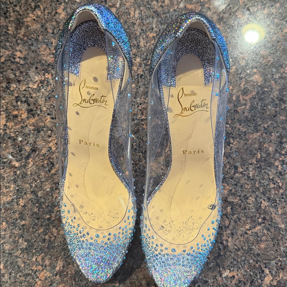 Christian Louboutin Silver Glitter Heels